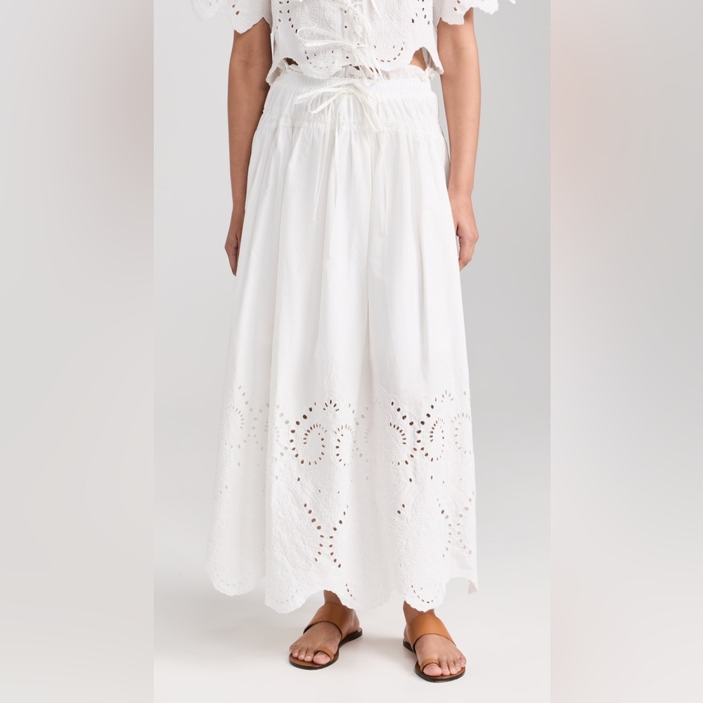 Moon River White Eyelet Maxi Skirt - M